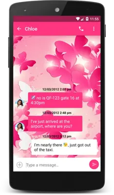 Pink Butterfly Theme (chomp) android App screenshot 1